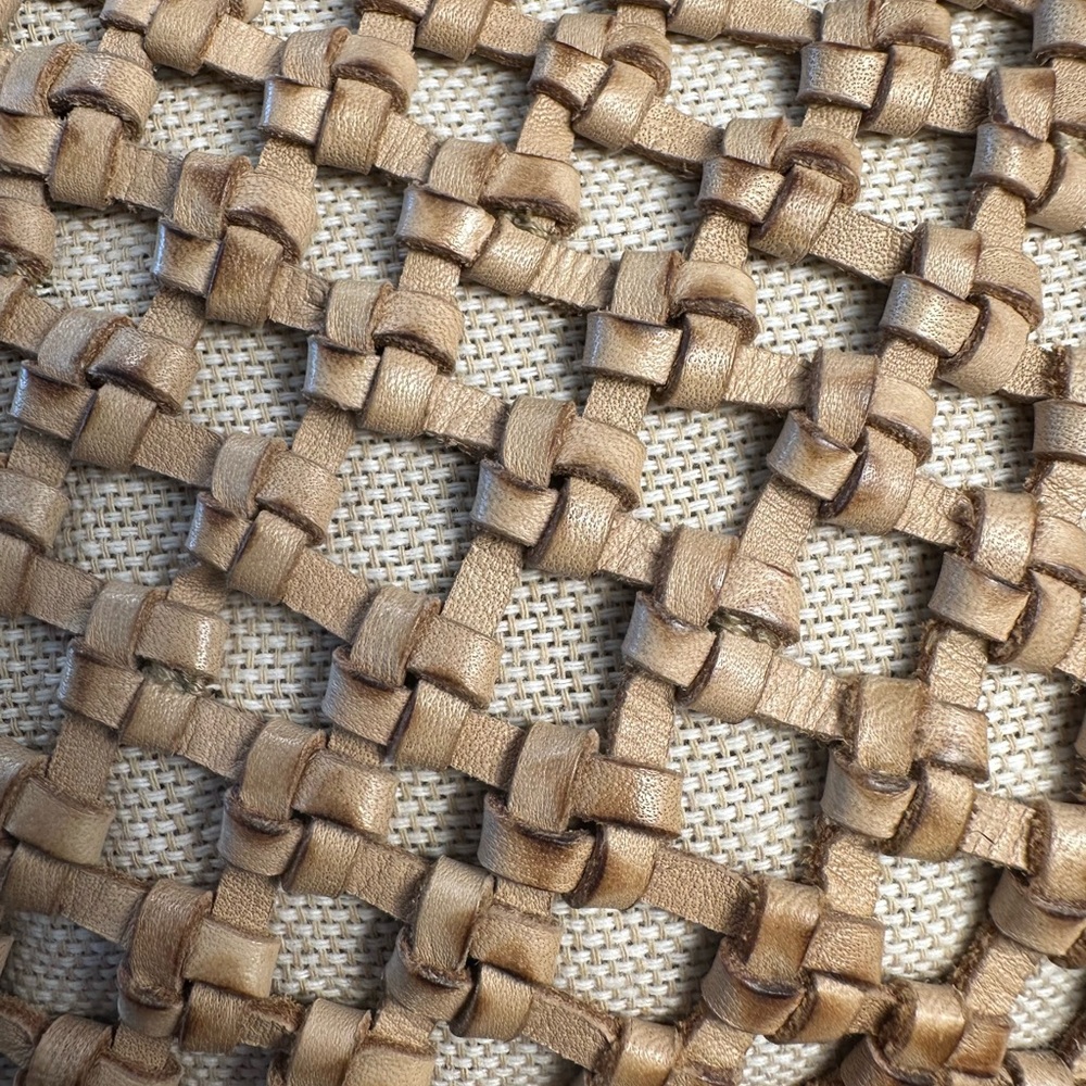 Genuine Leather Woven Crossbody Bag Tan Boho Small Purse - Picture 5 of 7